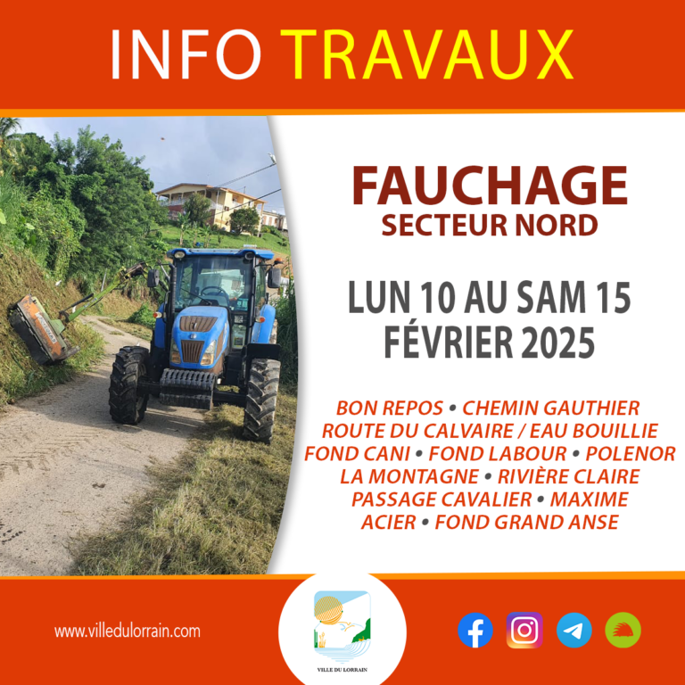 INFO TRAVAUX - FAUCHAGE DU 10 AU 17 FEVRIER 2025